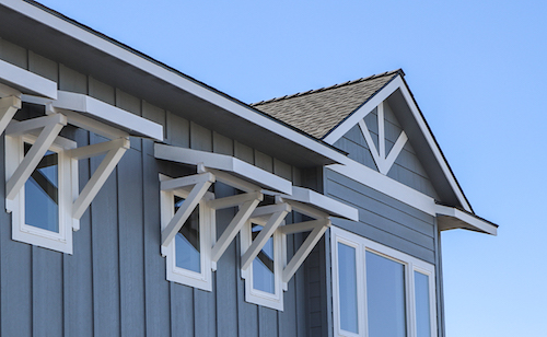 Blue house with composite cladding