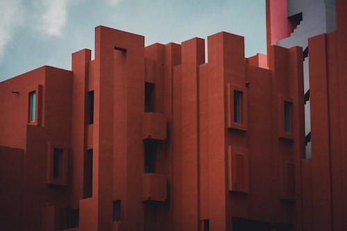 Red Apartment Building