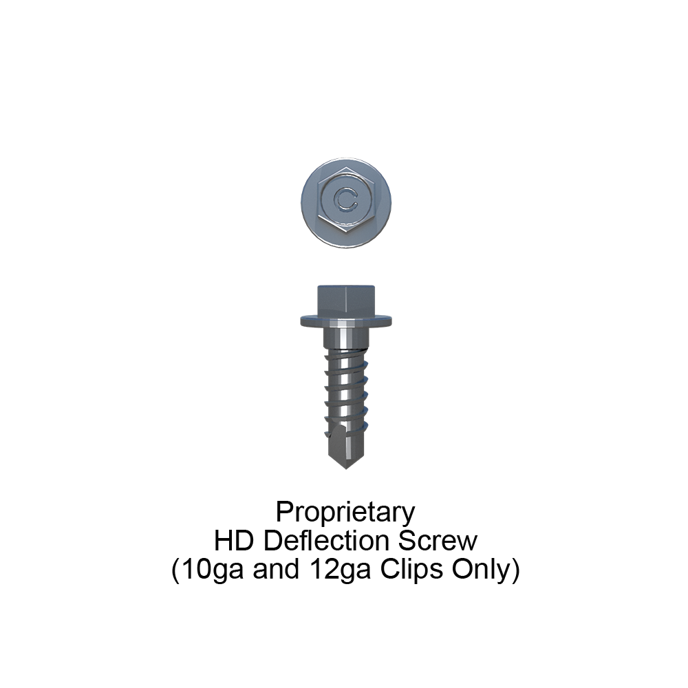Proprietary HD Deflection Screws (10ga and 12ga Clips Only)