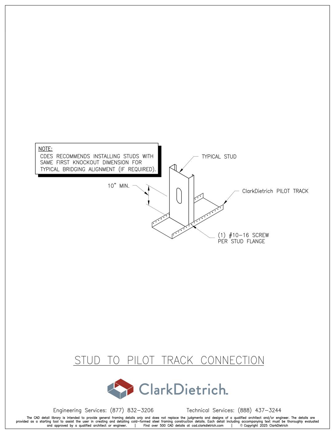 Stud to Pilot Track Connection