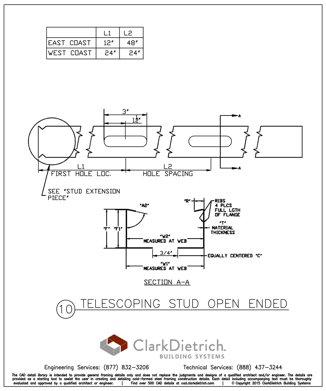 Telescoping Stud Open Ended
